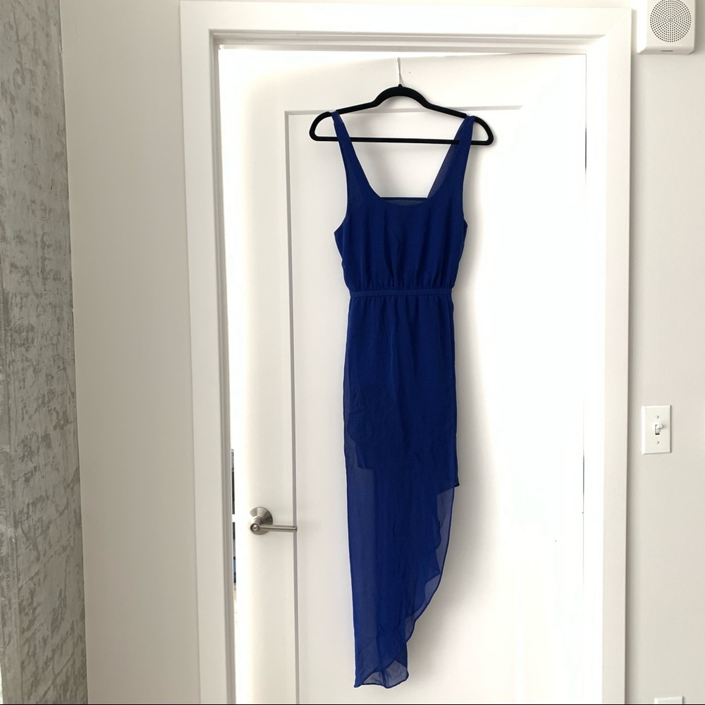 Royal blue high-low maxi dress